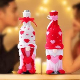 UPS Christmas Decorations Wine Bottle Bags Holiday Sweater Cover Handmade Gnome For Valentines Day Wedding