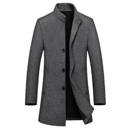 Men's Wool Blends Winter Men Wool Blends Coat Thick Long Trench Casual Single Breasted Jackets Woolen Overcoat For Male Manteau Homme 220930