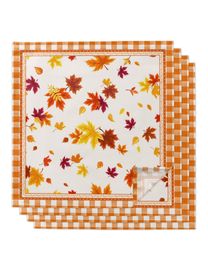 Table Napkin Thanksgiving Autumn Maple Leaf Orange Plaid Table Napkins Set Christmas Napkins Festival Home Wedding Party Dinner Napkins Cloth 220930