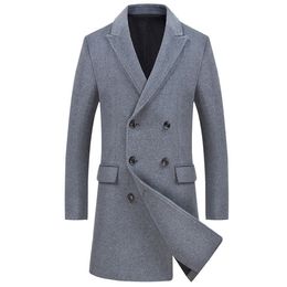 Men's Wool Blends Brand Long Wool Coat Men Winter Wool Blend Double Breasted Pea Coat British Style Thicken Woolen Coat Male Windbreaker Jacke 220930