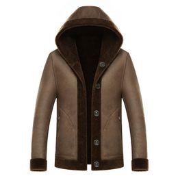 Men's Wool Blends Winter Suede Jacket Men Hooded Wool Coat Fashion Fleece Double Sided Men Wool Blends Jacket Casual Luxury Men Overcoat 220930