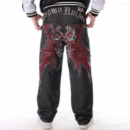 Men's Jeans Men Embroidery Baggy Loose Denim Hip Hop Butterfly Plus Size W30-w46 Black 2022 Punk
