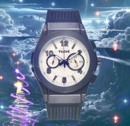 Popular Full Functional Men Watch 42mm all the crime clock stopwatch male gifts Outdoor Chronograph Quartz Battery Rubber Belt Sports Wristwatches montre de luxe
