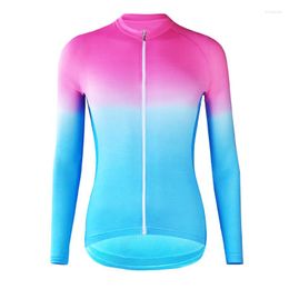 Racing Jackets Top Quality Cycling Jersey Long Sleeve Polysters Bicycle Four Seasons Breathable Womens Triathlon Uniform