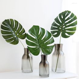 Decorative Flowers One Piece Monstera Artificial Plants Plastic Tropical Palm Tree Leaves Home Garden Decoration Accessories Pography