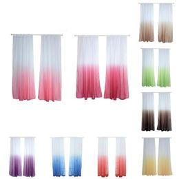 Curtain Fashion Modern Gradient Color Window Tulle Sheer Drape Valance Bedroom Decor Home Textile