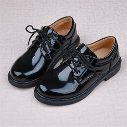 Athletic Shoes Children's Casual For Boys Kids Leather Flats PU Patent Oxfords British Design Lace-up Snekaers Formal