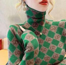 Women's Sweaters Luxury Vintage Print Long Sleeve Turtleneck T Shirt Fop Autumn Winter Chic Basic Tee Shirt