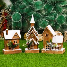 Christmas Decorations Decor For Home Wood Cabin Snowing Tree Ornaments Year Gift Navidad 2022 Decoraciones Para El Hogar