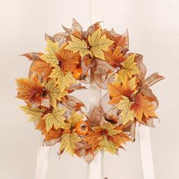 Decorative Flowers Fall Wreath For Front Door Decorations Artificial Autumn Christmas Harvest Thanksgiving Halloween Decor