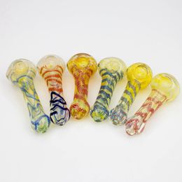 Latest Colorful Spoon Pipes Pyrex Thick Glass Dry Herb Tobacco Portable Hand Tube Smoking Filter Handmade Cigarette Holder DHL