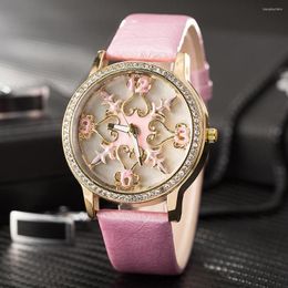 Wristwatches 2022 Fashion European And American Ladies Pu Watch Student Casual Quartz Dial Carved Hollow