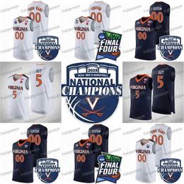 Gla Thr 12 De'Andre Hunter Virginia Cavaliers 2019 Champions 5 Kyle Guy Ty Jerome Mamadi Diakite 0 Kihei Clark JACK SALT College Basketball Jersey