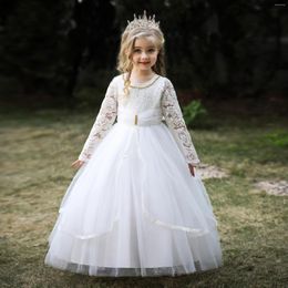 Girl Dresses Flower DressWhite Lace Party Pageant First Communion Teenager Long Children Prom Gown Dress For Graduatiion