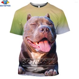 -Camisetas masculinas Sonspee American Bully Pitbull T-shirt 3D Mulheres Mulheres moda Animal Cachorro Face unissex Manga curta Black Friday Sale Tee