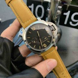 Relógio de luxo masculino pam 316l aço inoxidável 44mm 15mm pulseira de couro movimento automático para homem relógios de pulso edição especial