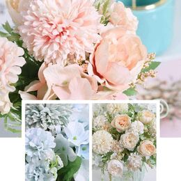 Decorative Flowers Artificial Fake Peony Silk Hydrangea Bouquet Decor Plastic Carnations Realistic Flower Arrangements Wedding Decoration