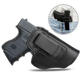Tactical Invisible Pistol Concealed Carry Universal Belt Type Pistol Gun Holster Leather Concealed Case269o
