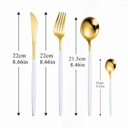 Dinnerware Sets White And Gold Cutlery Set Stainless Steel Tableware Kitchen Spoon Fork Knife 4Pcs Dinner Complete Flatware