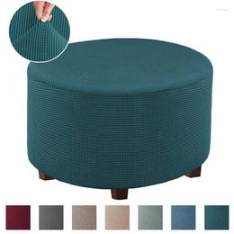 Chair Covers Jacquard Ottoman Stool Cover Elastic Round Footstool Sofa Slipcover Footrest For Recliner Washable