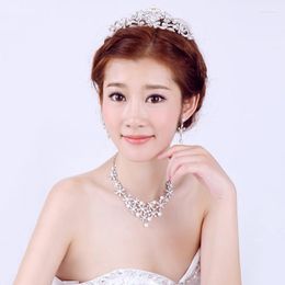 Necklace Earrings Set Crystal Simulated Pearls Tiaras And Crowns Eardrop Jewelry Bridal Bride Wedding Party Decoration