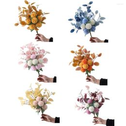 Decorative Flowers Anemone Wedding Bridal Bouquet Silk Artificial DIY Srapbook Nordic Flower Home Party Decoration Fake