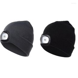 Cycling Caps LED Beanie With Light USB Rechargeable Headlamp Cap Winter Knitted Night Lighted Hat For Women Men Gift