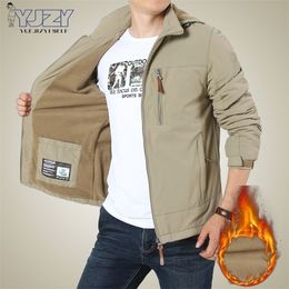 Mens Jackets Winter Stand Collar Fleece Warm Casual Zipper Outdoor Tactics Autumn Military Quality Cotton Coat 220930