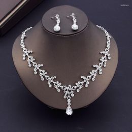 Necklace Earrings Set Gorgeous Crystal Bride For Women Luxury Choker Wedding Dress Bridal Sets Fashion