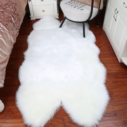 Carpets Soft Sheepskin Faux Fur Rugs For Home Bedroom Kids Living Room Chair Warm High Quality Non-slip White Gray Plush Mat