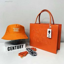 Женская кожаная защитная черная сумка для людей, женский комплект, ведро, шляпа, 2022, роскошные сумки-тоут для женщин, сумка, кошелек и шляпа, комплект