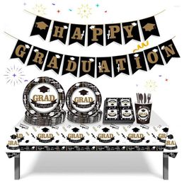 Flatware Sets Disposable Tableware Set Graduation Party Decoration Favours Tablecloth Dinner Plate Kitchen Cutlery 2022 Congratulation Grad