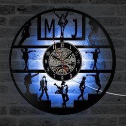 Wall Clocks LED Vinyl Record Clock Modern Design Dancing Michael Jackson with 7 Colours Change Watch Home Decor 220930