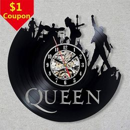 Wall Clocks Queen Rock Band Clock Modern Design Music Theme Classic Vinyl Record Watch Art Home Decor Gifts for Musician 220930