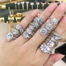 Wedding Rings Engagement Bridal Ring For Women Aesthetic Zircon Crystal Promise Marriage Famle Korean Fashion Jewellery Gift
