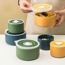 Dinnerware Sets Ceramic Sealed Lunch Box Portable Fresh-Keeping Children Student Office Worker Fruit Storage Container Tank Tableware
