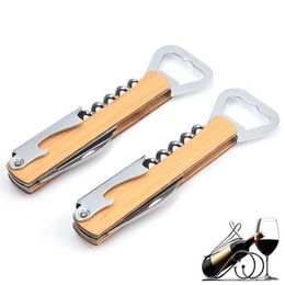 Wholesale Wooden Handle Professional Wine Openers Multifunction Portable Screw Corkscrew-Wine Bottle Opener SN4705