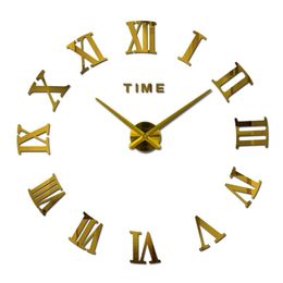 Wall Clocks creative large acrylic mirror wall clock diy quartz watch Single Face clocks modern home decoration living room stickers 220930