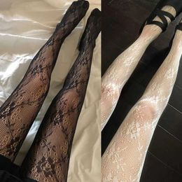 Socks Hosiery Women Floral Lace Pantyhose Japanese Style See-Through Fishnet Tights Vintage Perspective Net Stockings T220930