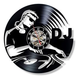 Wall Clocks DJing Vinyl Record Clock Modern Design Music Theme DJ Rock Band Combination CD Hanging Watch Home Decor 220930