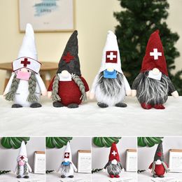 Christmas Decorations Faceless Dwarf Plush Doctors Nurses Motif Stuffed Gnomes Traditional Swedish Doll Window Ornament For Car Home
