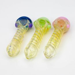 Latest COOL Colourful Twisted Soft Spoon Pipes Pyrex Thick Glass Dry Herb Tobacco Portable Hand Tube Smoking Philtre Handmade Cigarette Holder DHL