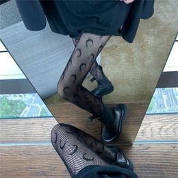 Socks Hosiery JK Fashion Moon Print Black Stockings for Women Sexy Personalised Fishnet Socks Spring And Autumn Panty Stocking medias mujer T220930