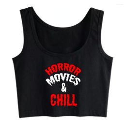 Women's Tanks Horror Movies And Chill Inscriptions Print Crop Top Brave Girl's