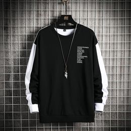 Spring Autumn Crewneck Sweatshirt Hip Hop Colorblock Side Stripe O-neck Shirt Fashion Clothing Men Skateboard