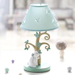 Table Lamps Modern Cute Fabric Led Stand Light Fixtures Desk Lights For Kids Baby Girl Bedroom Luminaire Home Deco