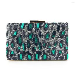 Evening Bags Fashion Design Leopard Day Clutch Wallet ChainMessenger Bag Sequined Embroidery Party Purse Ladies Elegant Handbags