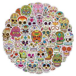 50PCS Halloween Sugar Skull Stickers Pack Laptop Sugar Skulls Decals Dia de Los Muertos Mexican Day of Dead Vinyl Sticker