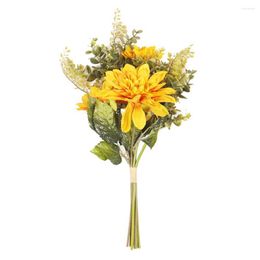 Decorative Flowers Dahlia Branch Artificial Bouquet Living Room With Fake Leaves 38x25cm Plastic INS Japanese Dried Wreath Home Decoration