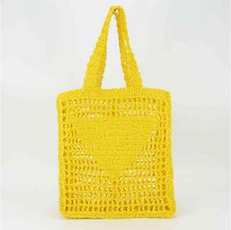 Designer Brands Shopping Bags Hollow Letters Tote Fashion Paper Woven Women Shoulder Bags Summer Beach Handbag Luxury Bag